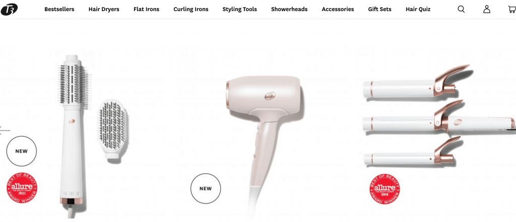 website page overview of Pink T3 Hair Dryer